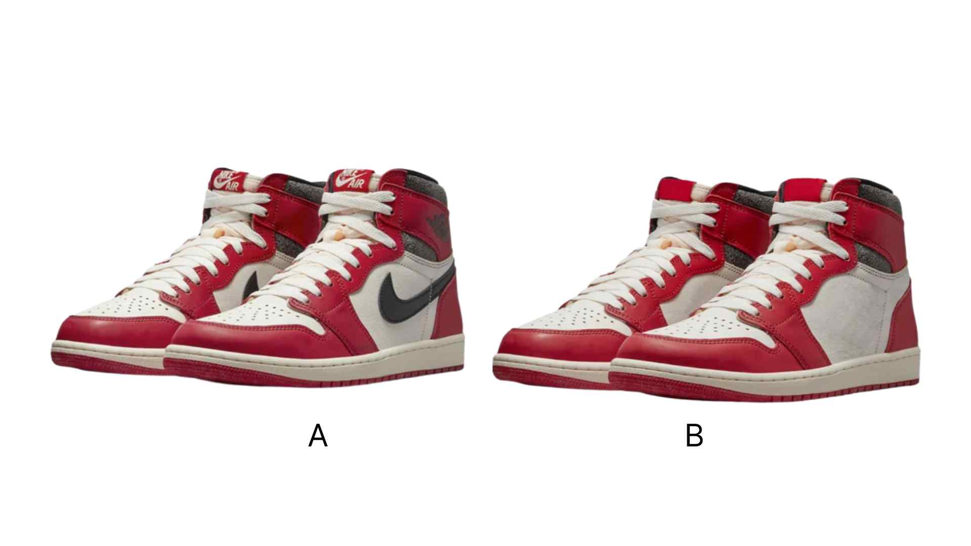 nike sneakers with logo left without logo right