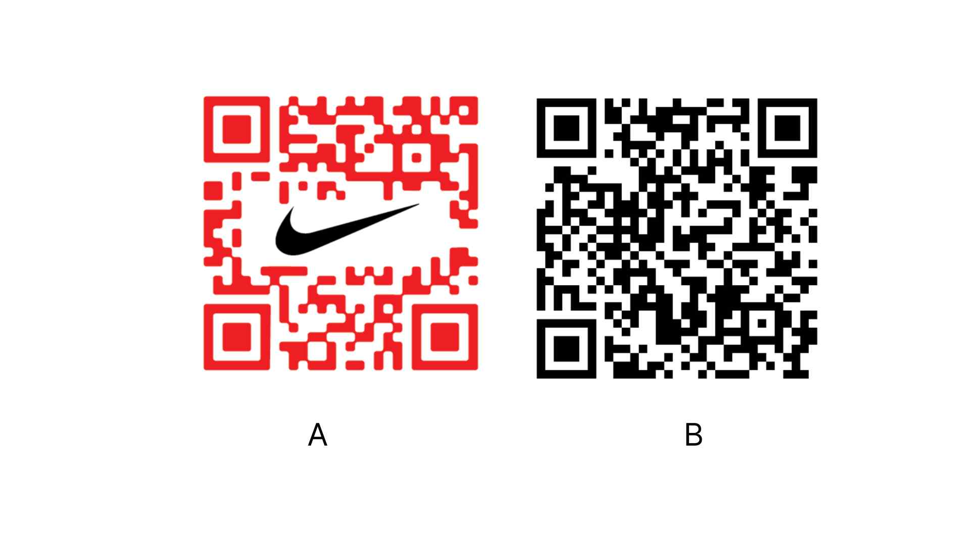 Nike QR Code with logo (left) without logo (right)