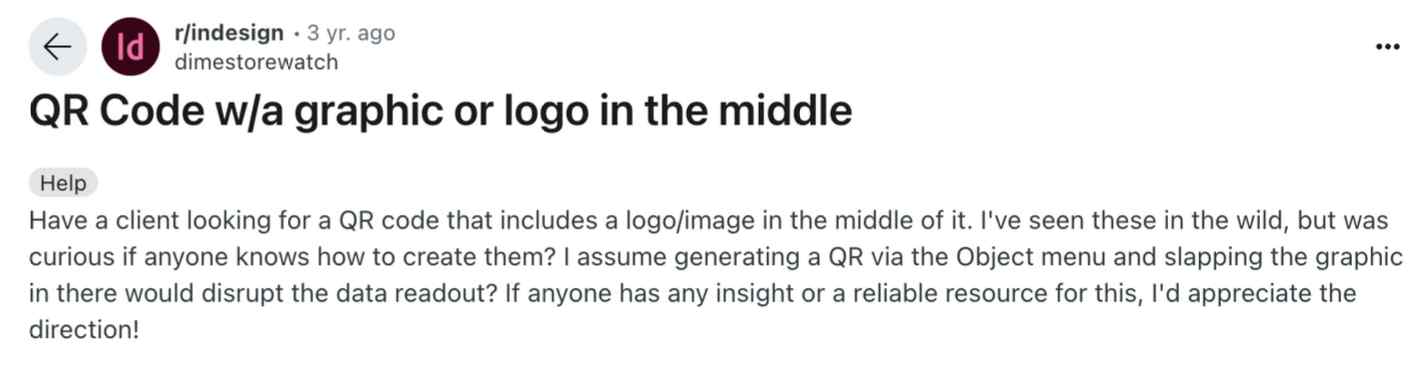 reddit query about qr code with logo