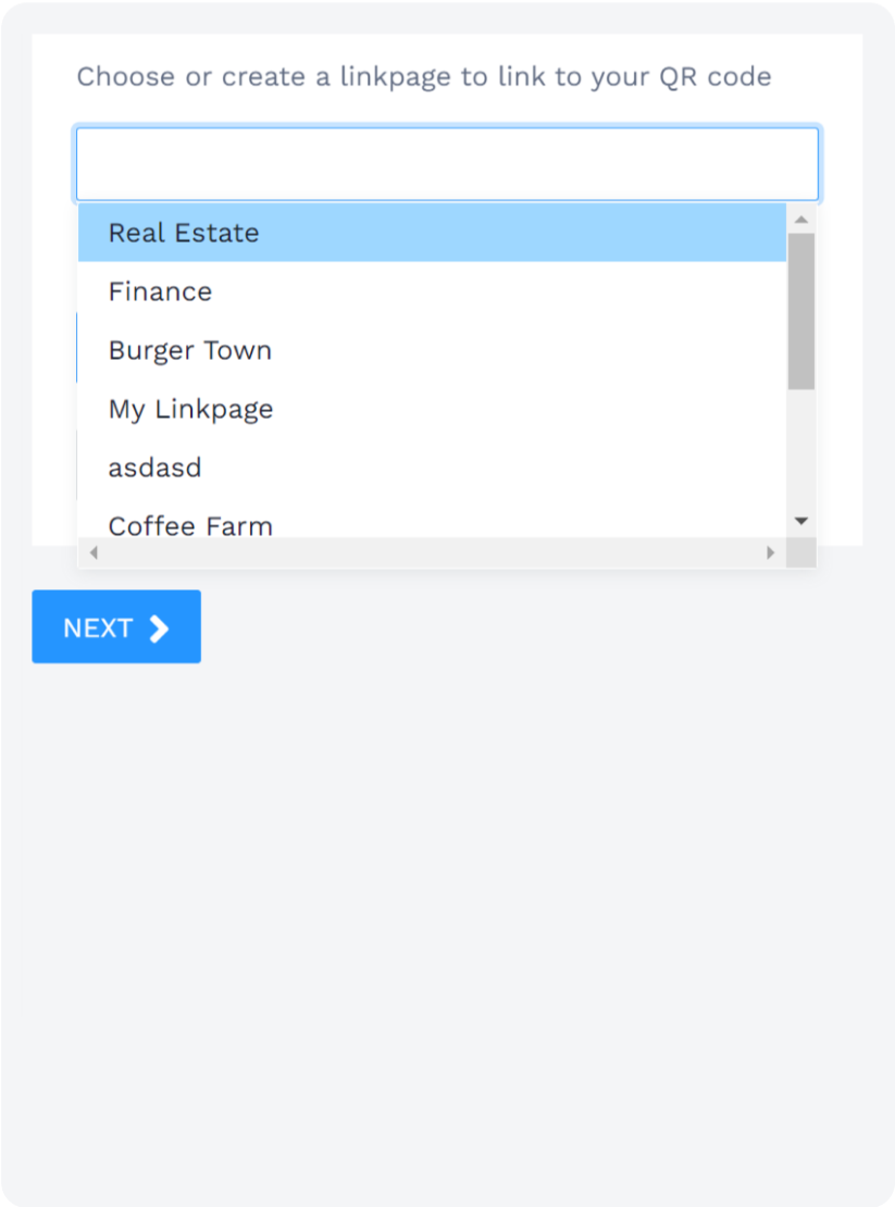 Select your Linkpage from the drop-down and click “Next.”