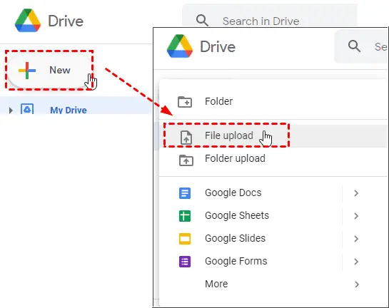 upload pdf file on google drive