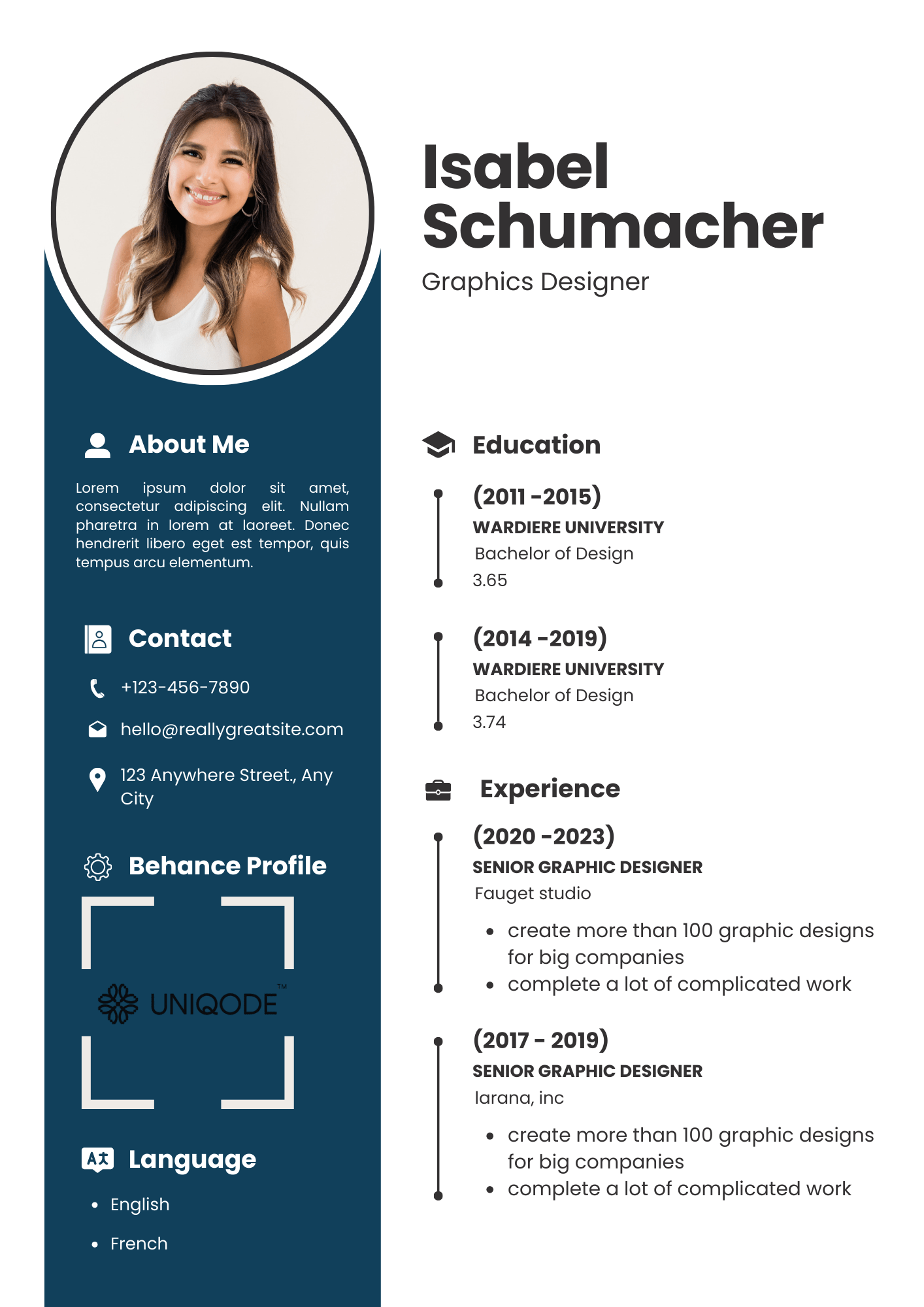 Dynamic and bold QR Code resume